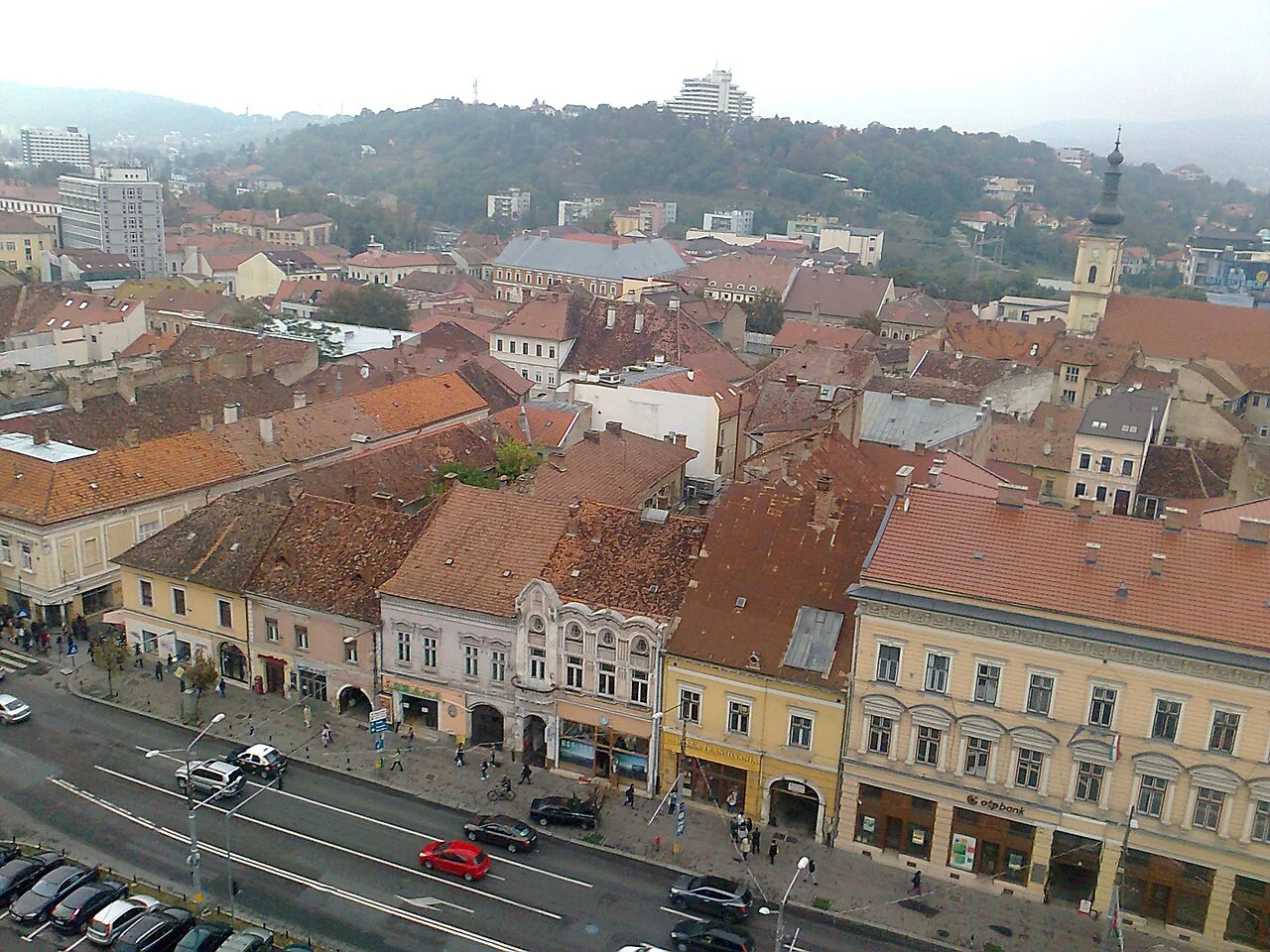 Union Square in Cluj-Napoca seen from above.