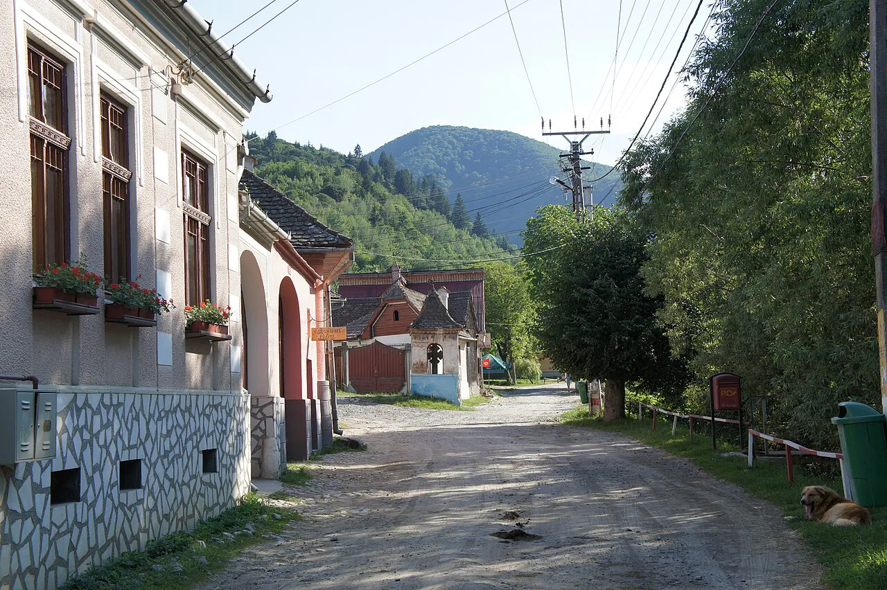 A village street in Sibiel near Sibiu.